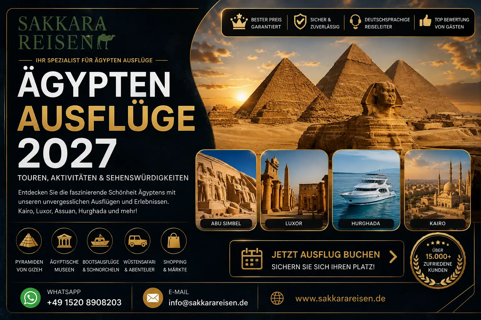 Ägypten Ausflüge 2027 | Touren, Aktivitäten & Sehenswürdigkeiten