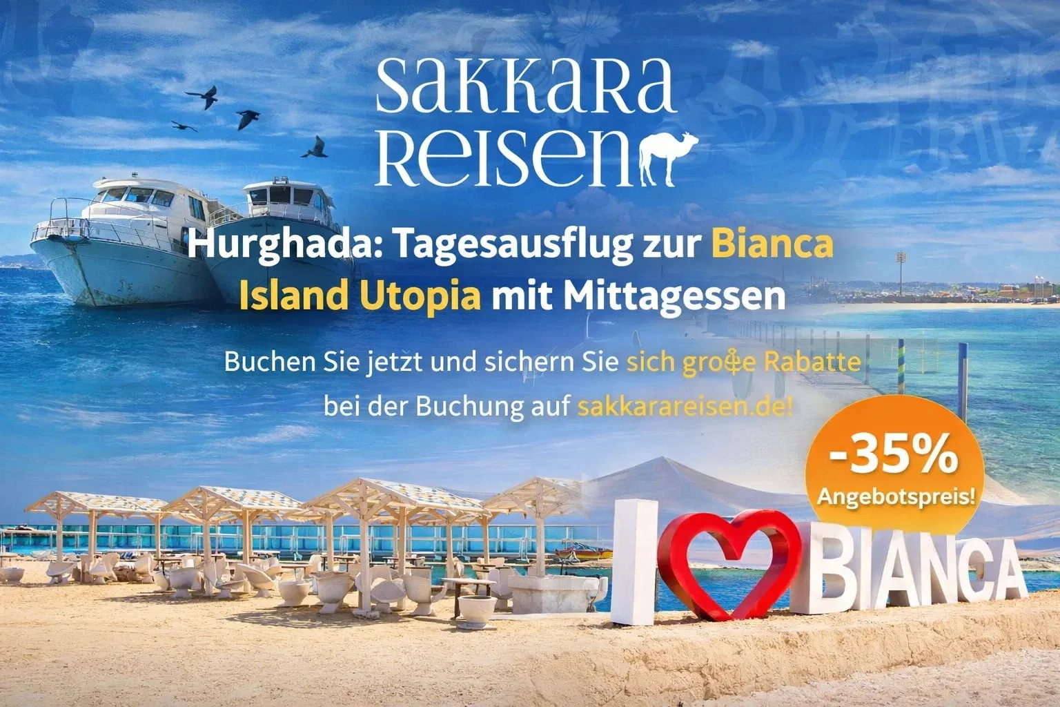 Hurghada: Tagesausflug zur Bianca Island Utopia mit Mittagessen