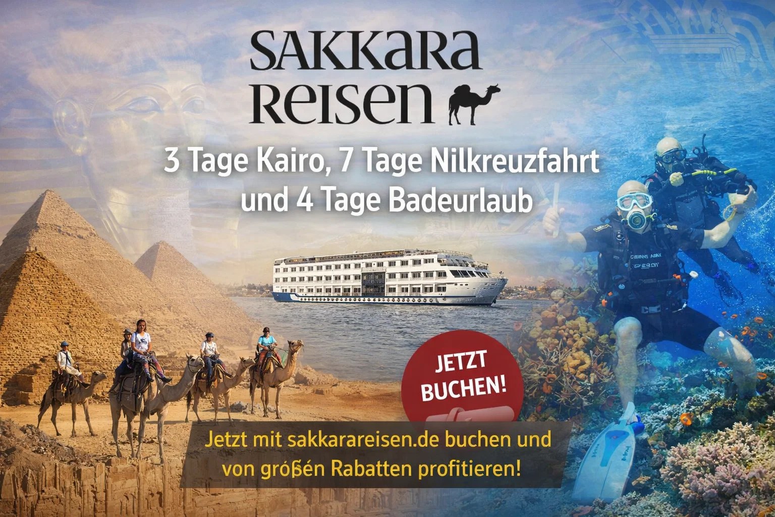 3 Tage Kairo, 7 Tage Nilkreuzfahrt und 4 Tage Badeurlaub