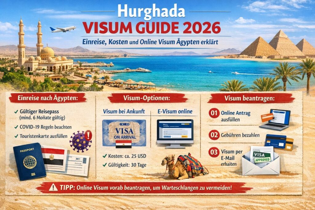 Hurghada Visum Guide 2026 : Einreise, Kosten und Online Visum Ägypten erklärt
