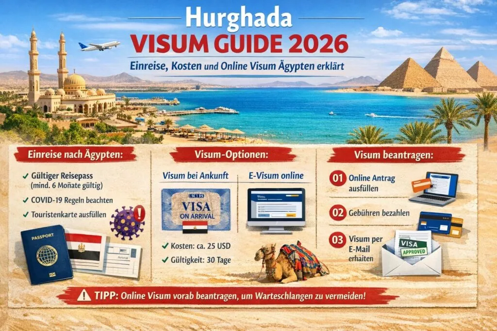 Hurghada Visum Guide 2026 : Einreise, Kosten und Online Visum Ägypten erklärt