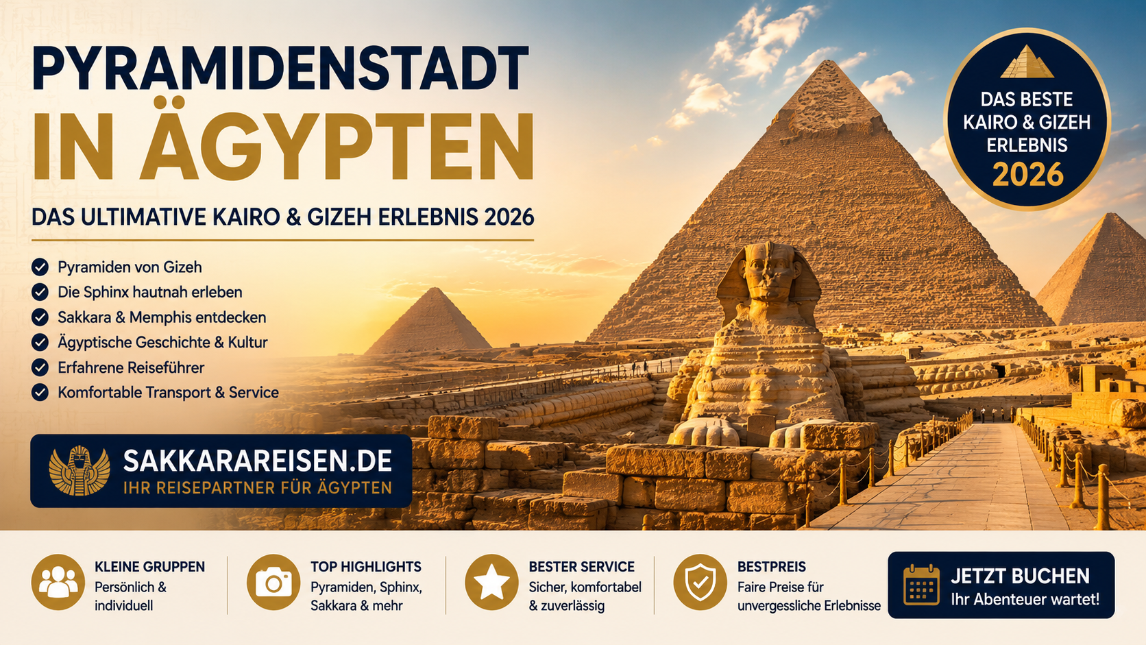 Pyramidenstadt in Ägypten | Das ultimative Kairo & Gizeh Erlebnis 2026