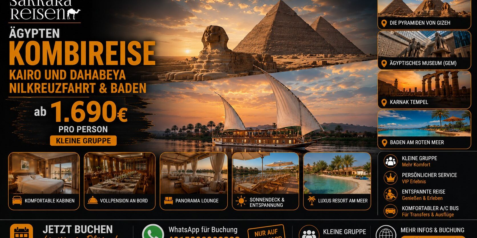 Ägypten Kombireise Kairo und Dahabeya Nilkreuzfahrt & Baden