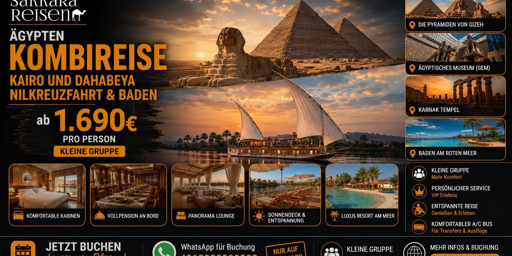 Ägypten Kombireise Kairo und Dahabeya Nilkreuzfahrt & Baden Ägypten Kombireise Kairo und Dahabeya Nilkreuzfahrt & Baden