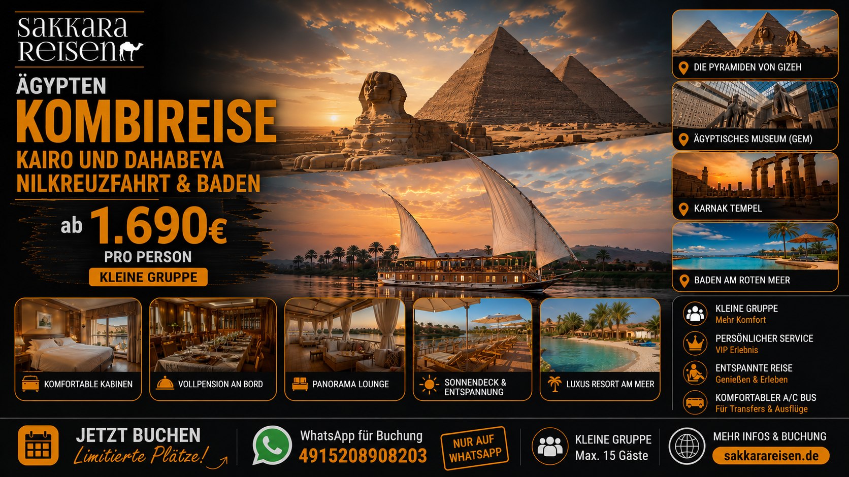 Ägypten Kombireise Kairo und Dahabeya Nilkreuzfahrt & Baden