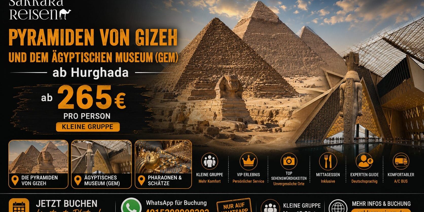 Pyramiden von Gizeh und dem Ägyptischen Museum (GEM) ab Hurghada