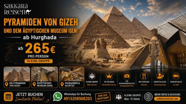 Pyramiden von Gizeh und dem Ägyptischen Museum (GEM) ab Hurghada