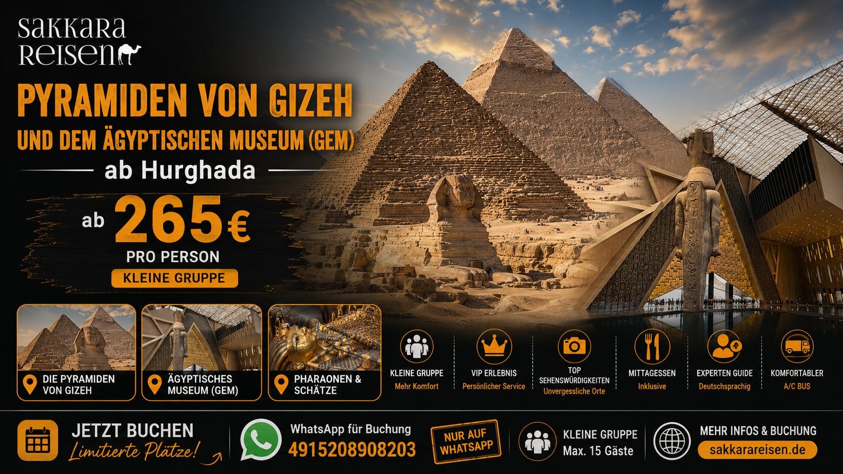 Pyramiden von Gizeh und dem Ägyptischen Museum (GEM) ab Hurghada