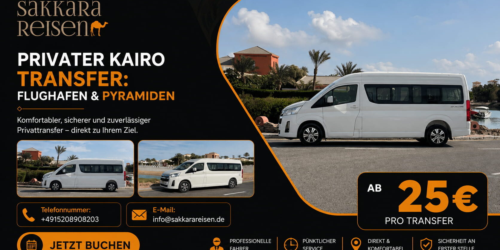 Privater Kairo Transfer : Flughafen & Pyramiden