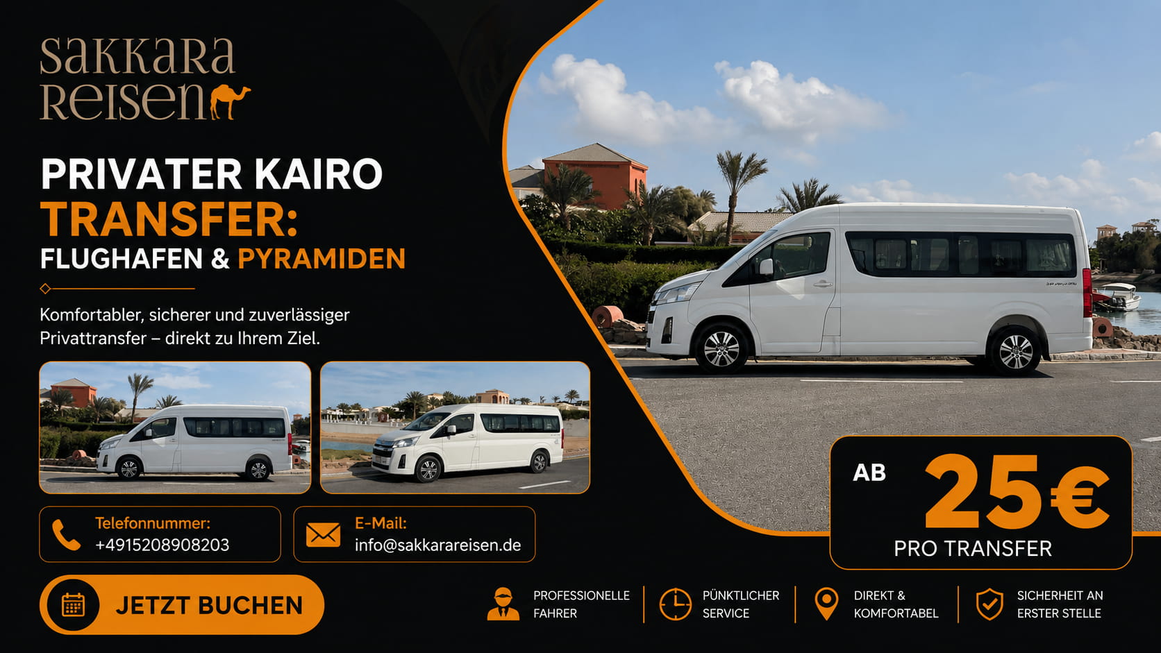 Privater Kairo Transfer : Flughafen & Pyramiden