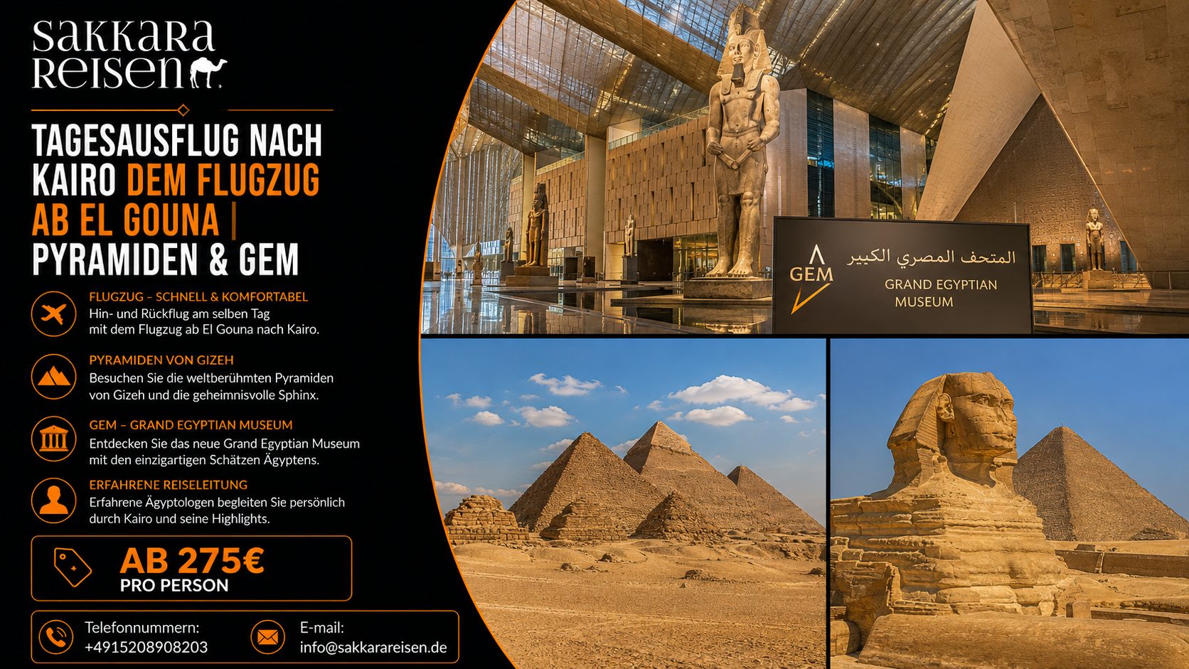 Tageausflug nach Kairo dem Flugzug ab El Gouna | Pyramiden & GEM