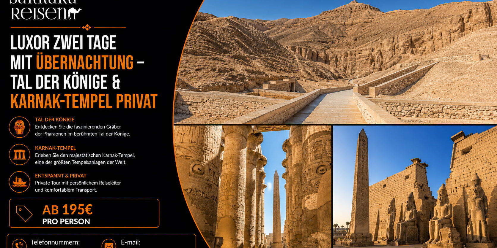 Luxor zwei Tage mit Übernachtung – Tal der Könige & Karnak-Tempel privat Luxor zwei Tage mit Übernachtung – Tal der Könige & Karnak-Tempel privat