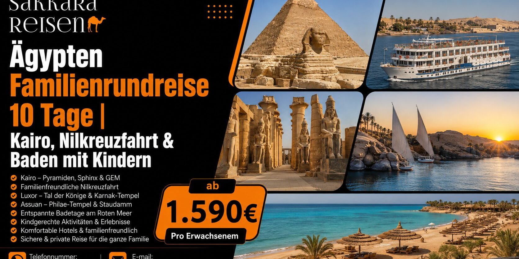 Ägypten Familienrundreise 10 Tage | Kairo, Nilkreuzfahrt & Baden mit Kindern