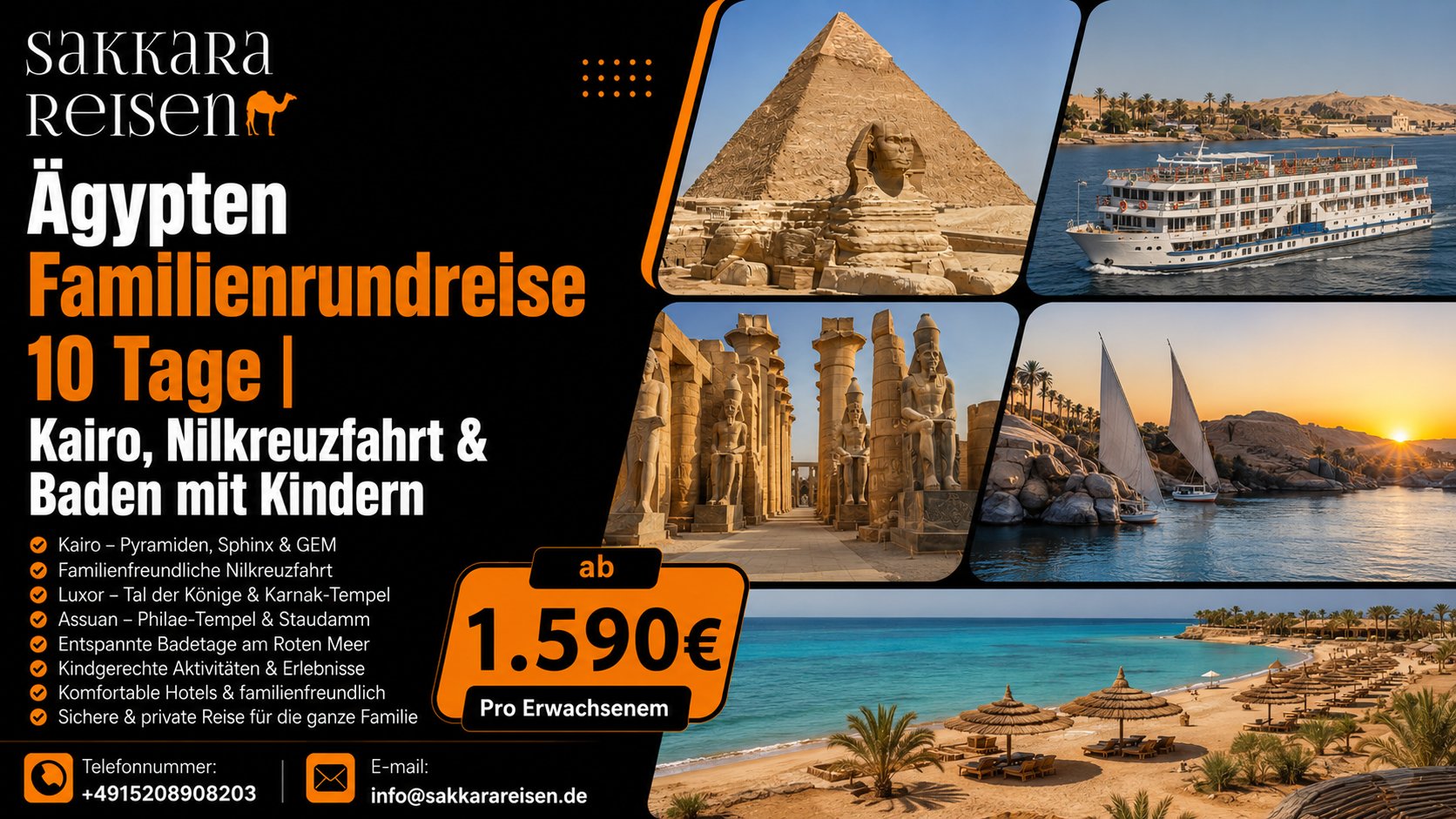 Ägypten Familienrundreise 10 Tage | Kairo, Nilkreuzfahrt & Baden mit Kindern