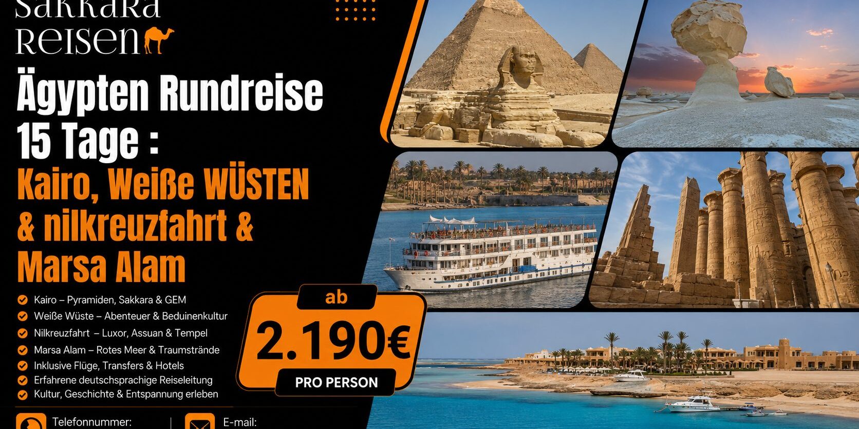 Ägypten Rundreise 15 Tage : Kairo, Weiße WÜSTEN & nilkreuzfahrt & Marsa Alam Ägypten Rundreise 15 Tage : Kairo, Weiße WÜSTEN & nilkreuzfahrt & Marsa Alam