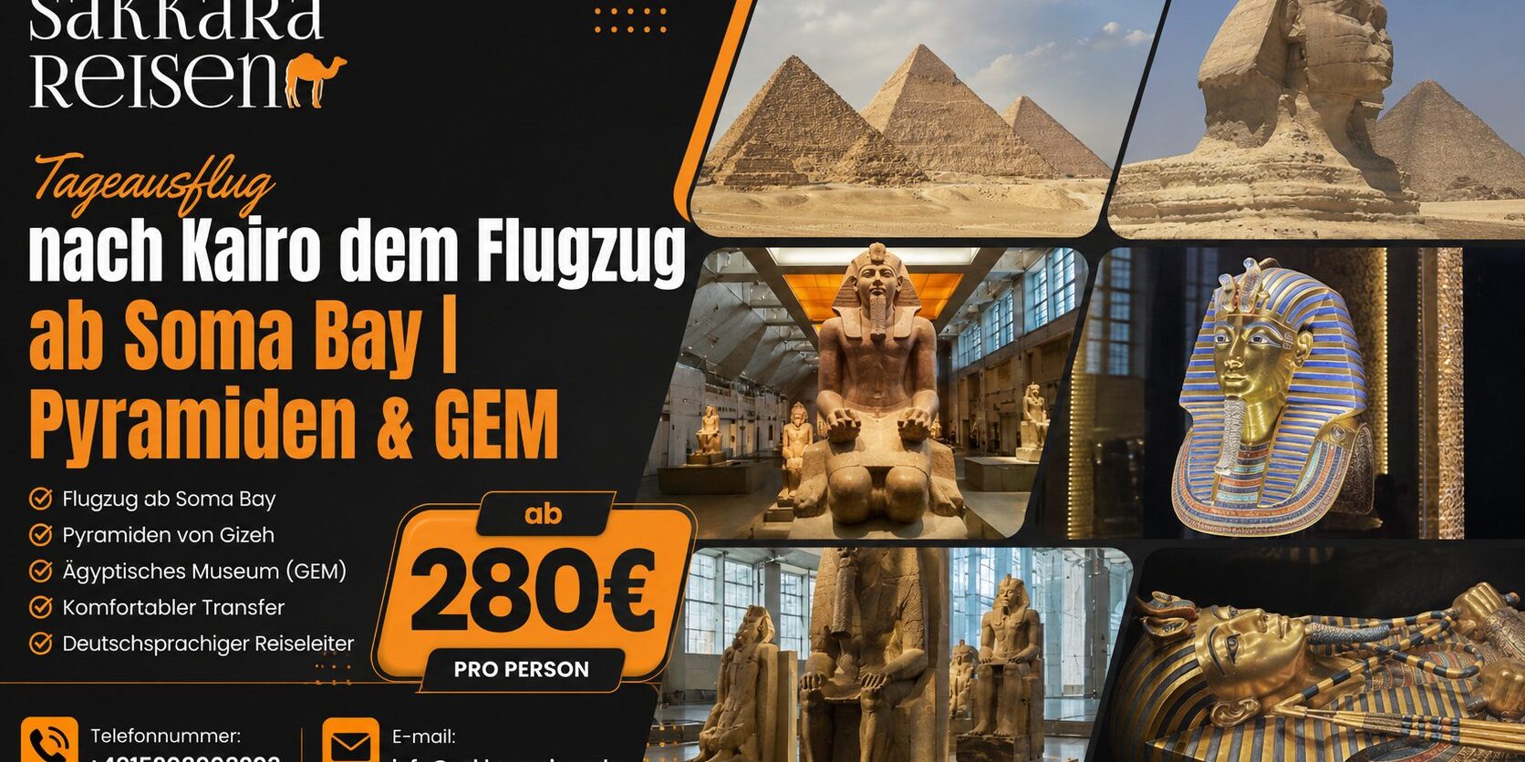 Tageausflug nach Kairo dem Flugzug ab Soma Bay | Pyramiden & GEM Tageausflug nach Kairo dem Flugzug ab Soma Bay | Pyramiden & GEM
