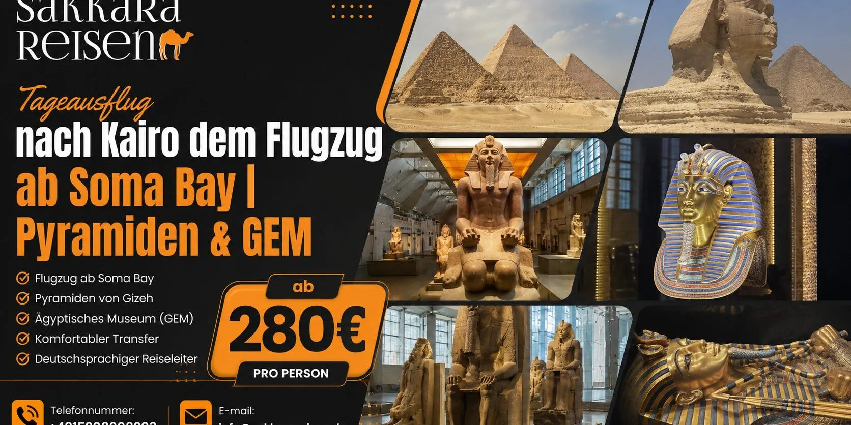 Tageausflug nach Kairo dem Flugzug ab Soma Bay | Pyramiden & GEM Tageausflug nach Kairo dem Flugzug ab Soma Bay | Pyramiden & GEM