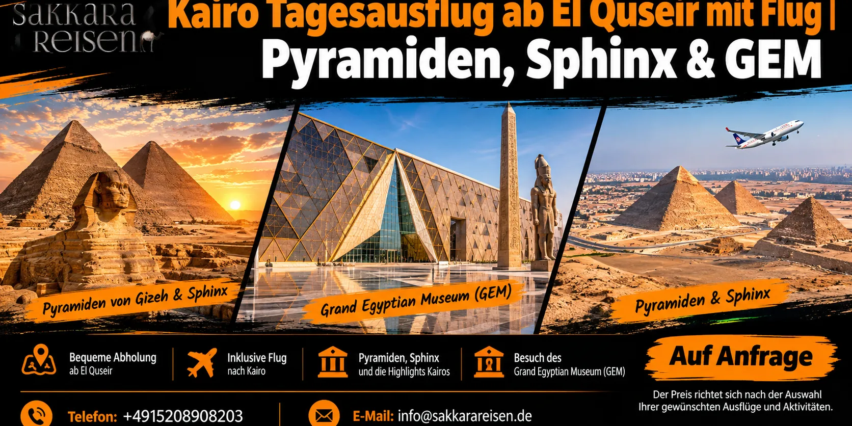 Kairo Tagesausflug ab El Quseir mit Flug | Pyramiden, Sphinx & GEM