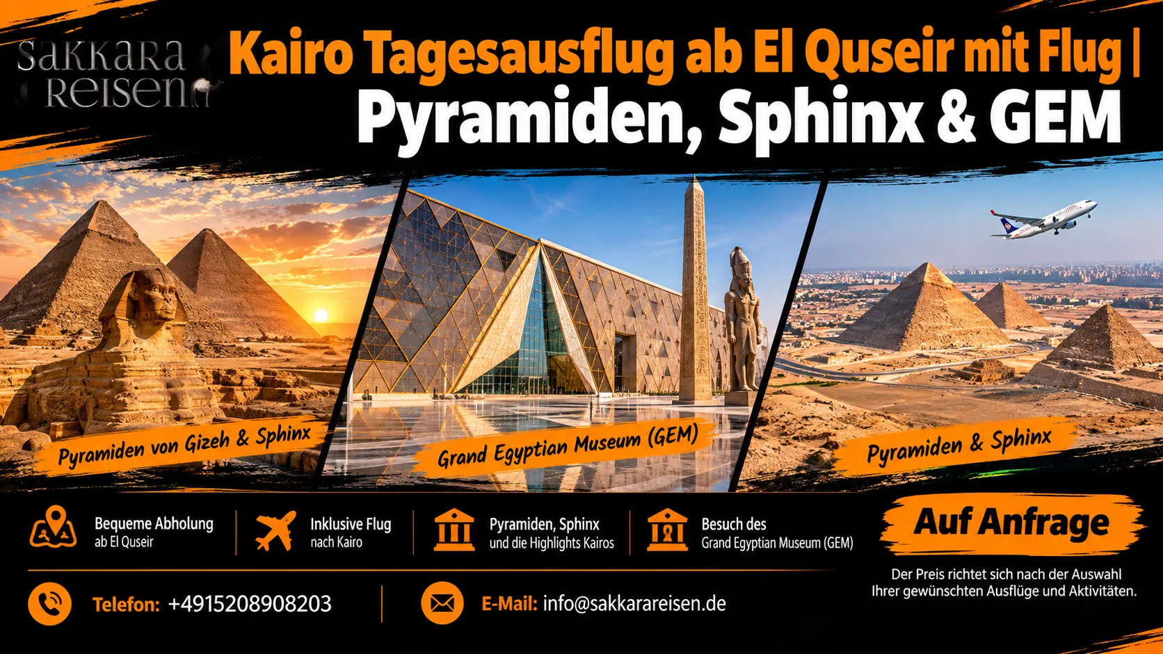 Kairo Tagesausflug ab El Quseir mit Flug | Pyramiden, Sphinx & GEM