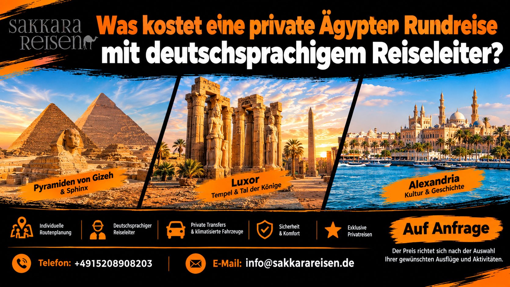 Was kostet eine private Ägypten Rundreise mit deutschsprachigem Reiseleiter?